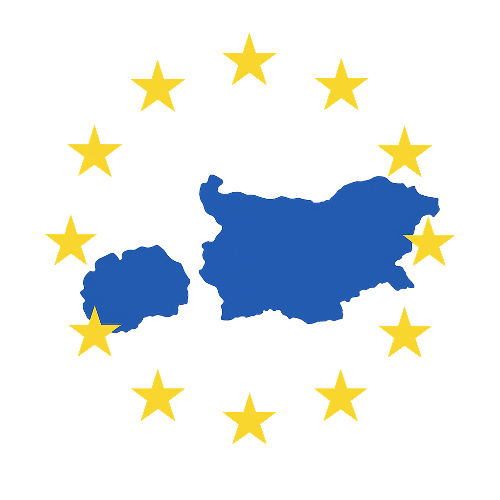 Map showing Bulgaria and North Macedonia